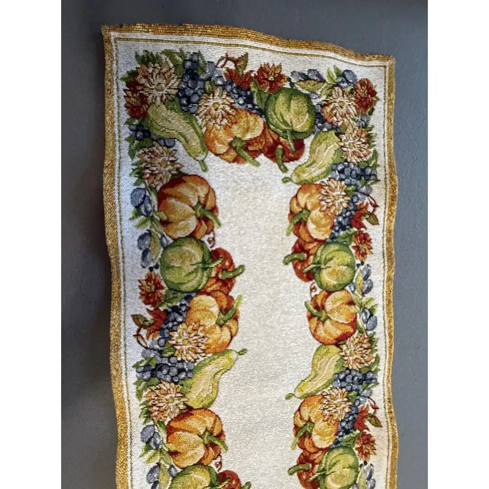 Fall Harvest Pumpkin Table Runner Tapestry Autumn Thanksgiving Table Decor 13x70